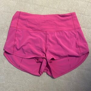 High waisted pink Lululemon speed up shorts size 6